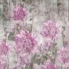 Boho stijl Fotobehang met een rij bloemen op een grijze niet-uniforme achtergrond Roze anjers - afbeelding nummer 2