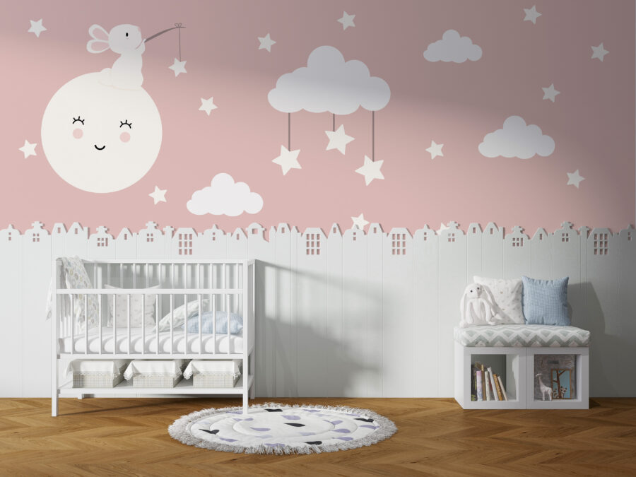 Fotobehang perfect voor een kleine meisjeskamer Pink Sky - belangrijkste productafbeelding