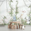 Muurschildering met exotische dieren in een groen bos perfect voor een kind Green Jungle - belangrijkste product afbeelding
