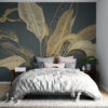 Foto Fotobehang prachtig vormgegeven elegant in zijn expressie en motief Gouden Bananenbladeren - belangrijkste product afbeelding