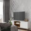 Zachtgekleurde Fotobehang in Scandinavische stijl met palmbladeren White Leaf Negative - belangrijkste productafbeelding