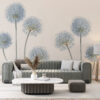 Universele bloemenmotief Fotobehang elegant en minimalistisch Blue Blowers - belangrijkste product afbeelding