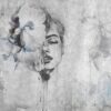 Tekening Fotobehang in grijstinten Vrouw Bloem - afbeelding nummer 2