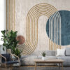 Fotobehang in minimalistische geometrische stijl, modern en interessant Cirkels en bogen - belangrijkste product afbeelding