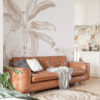 Fotobehang met een veelzijdig tropisch motief in een helder ontwerp Palm op witte achtergrond - belangrijkste product afbeelding