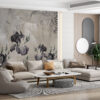Fotobehang met exotische bloemen in donkere tinten, ideaal voor een elegante woonkamer Korenbloemen in Grijs - belangrijkste product afbeelding