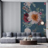 Bloemen Fotobehang in 3d, ideaal voor natuurliefhebbers, realistische en mooie chrysanten en pioenen - belangrijkste product afbeelding