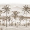Sepia Fotobehang voor tropische liefhebbers Exotische tekening - afbeelding nummer 2