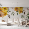 Fotobehang in geel, groen en wit Zonnig Boeket - belangrijkste product afbeelding