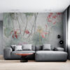 Fotobehang in grijs en zachtroze, elegant en subtiel Geschilderde waterlelies - belangrijkste productafbeelding