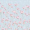 Fotobehang Roze bloemen op een blauwe achtergrond - Afbeelding 2