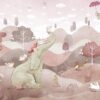 Roze Olifant Behang - Afbeelding 2