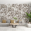 Fotobehang donkere bloemen op witte achtergrond