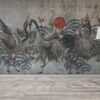 Fotobehang van kraanvogels bij zonsondergang