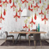 Fotobehang Hangende Rode Bloemen