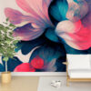 Fotobehang Bloemen in Roze en Marineblauw
