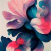 Fotobehang Bloemen in Roze en Marineblauw - Afbeelding 2
