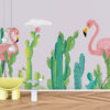 Fotobehang van flamingo's en cactussen