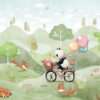 Muurschildering van een pandabeer op een fiets - Afbeelding 2
