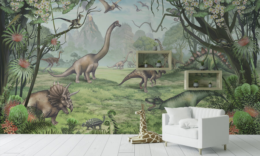 Dinosaurussen muurschildering