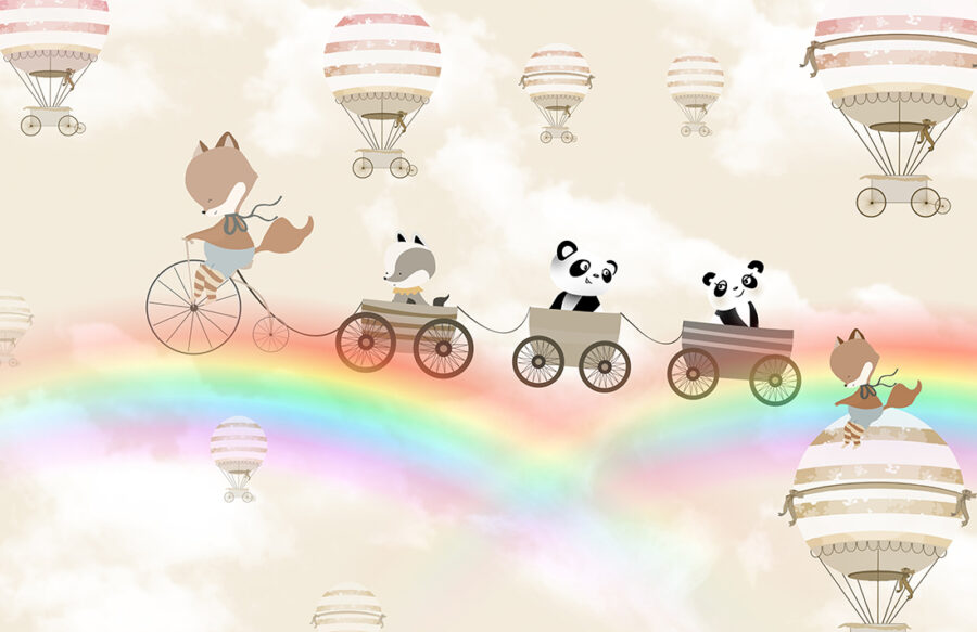 Muurschildering Wandelen op een Regenboog - Afbeelding 2