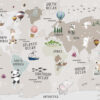 Behang Wereldkaart met Dieren - Afbeelding 2