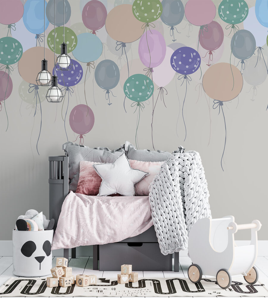 Muurschildering Kleurrijke Ballonnen