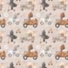 Muurschildering van dieren in retro auto's - Afbeelding 2