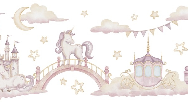 Fotobehang Kasteel Eenhoorns van Droom