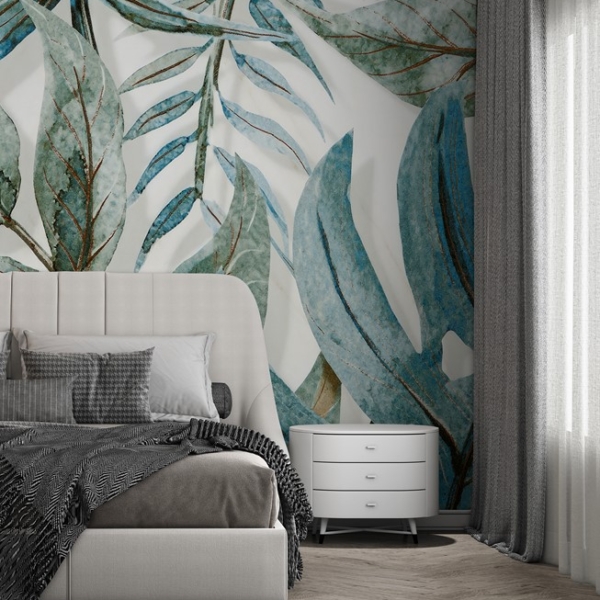 Fotobehang Aanraking van bladeren