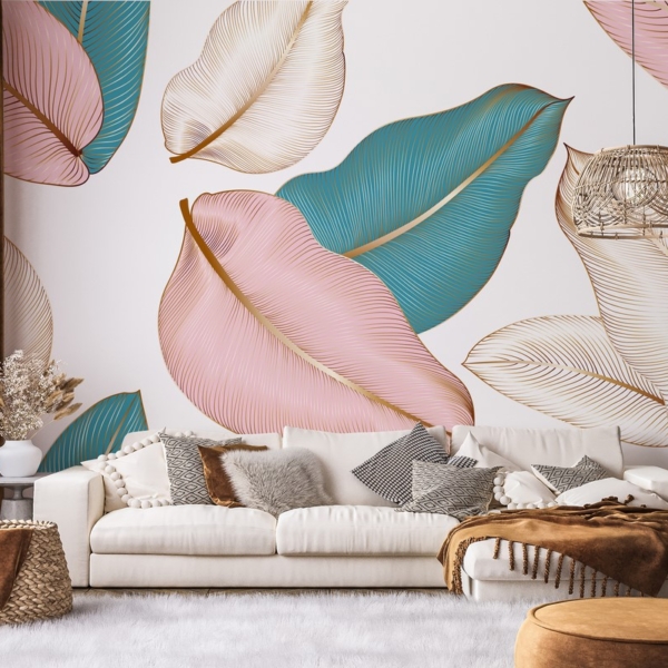 Fotobehang Gouden Bladeren van Fantasie