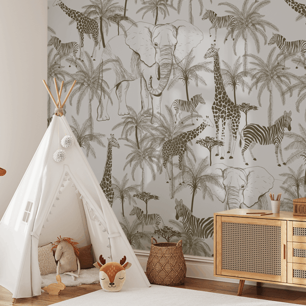 Fotobehang Dieren onder de palmbomen