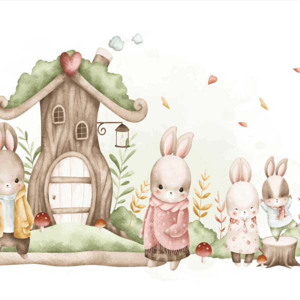 Fotobehang Boskonijnenfamilie