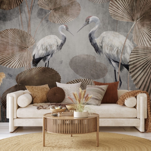 Fotobehang Harmonie van kraanvogels