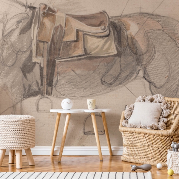 Fotobehang Schets met zadel