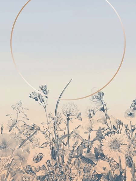 Fotobehang Cirkel boven de bloemen