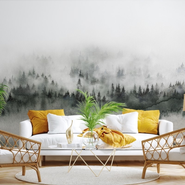 Fotobehang Mistig landschap