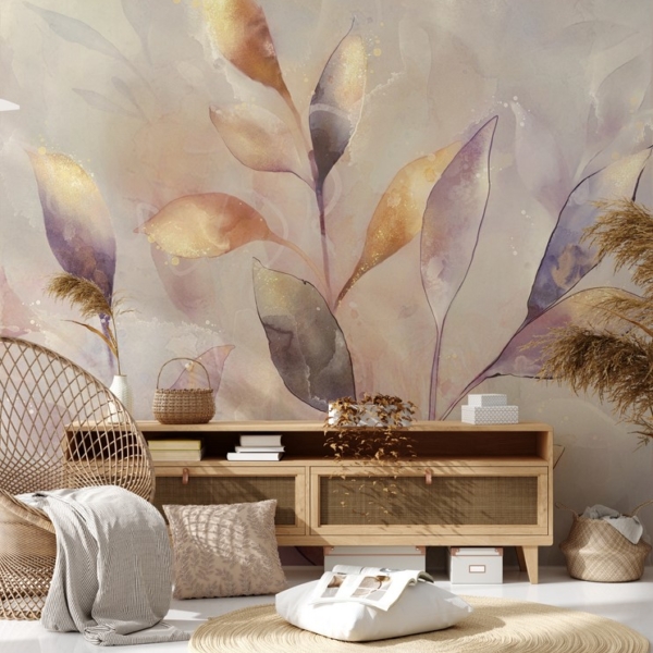 Fotobehang Bladeren in de gloed