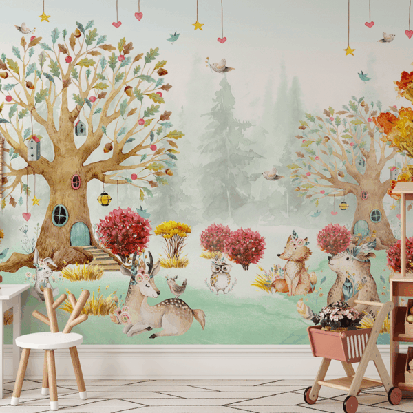 Fotobehang Sprookjesbos van dieren