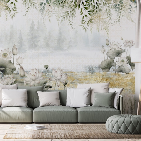 Fotobehang Lotusvijver