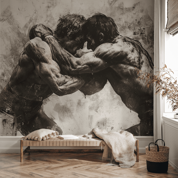 Fotobehang In de omhelzing van de strijd