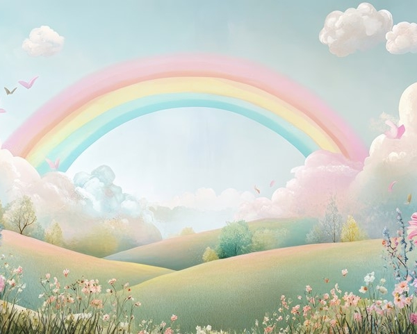 Fotobehang Regenboogparadijs in de weide