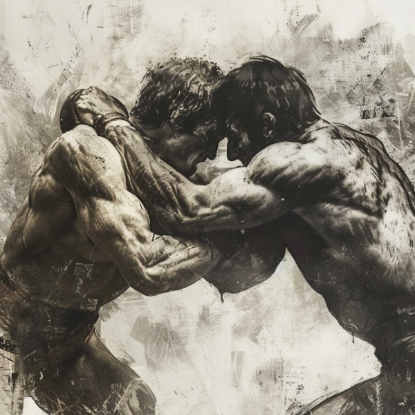 Fotobehang In de omhelzing van de strijd