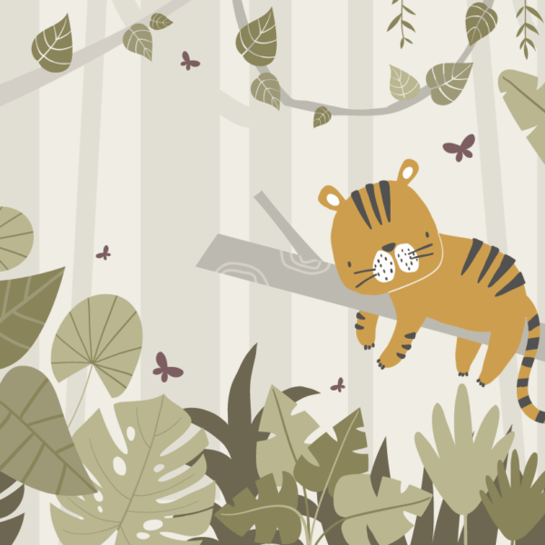 Fotobehang Kleine tijger in het groene bos