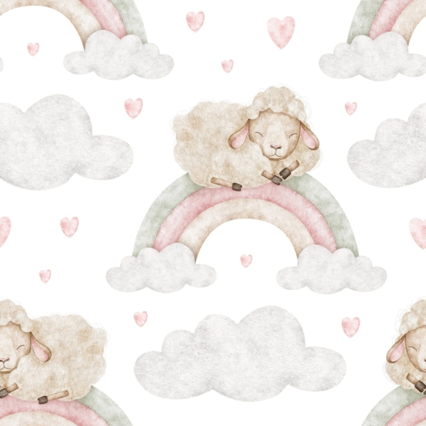 Fotobehang Lammetjes in de wolken