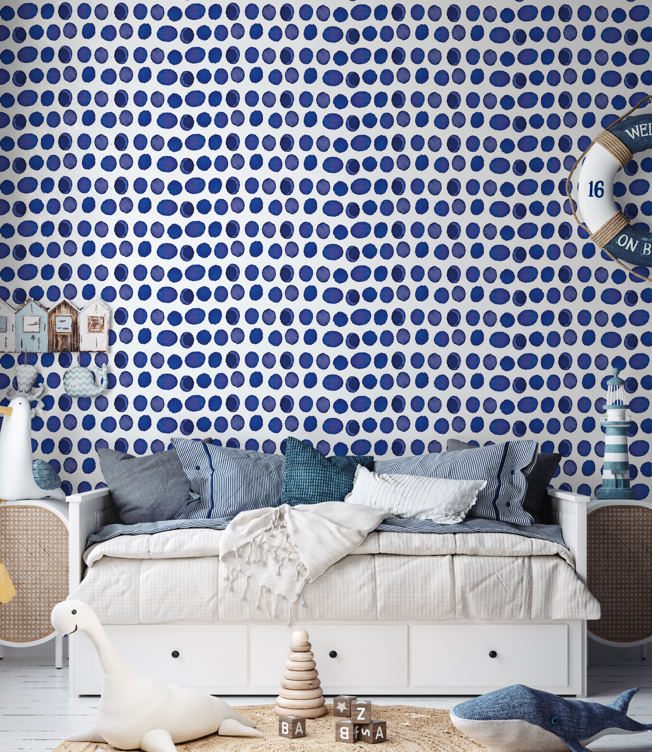 Fotobehang Marineblauwe stippen