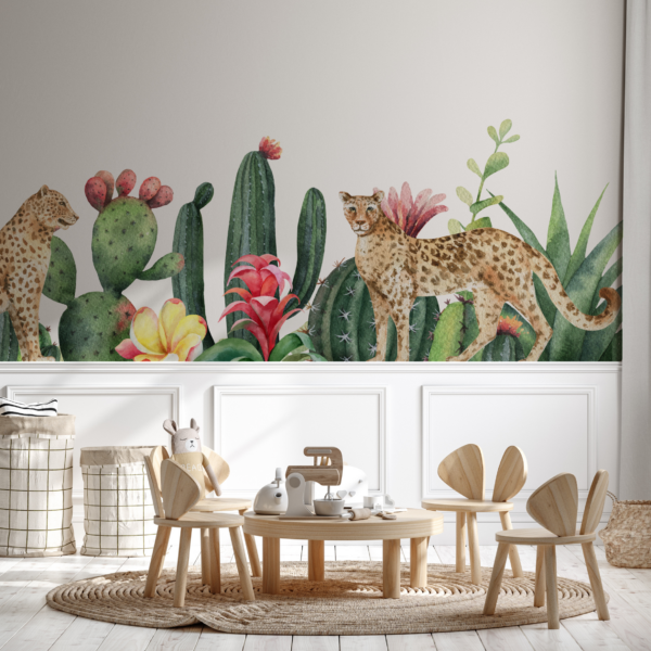Fotobehang Jachtluipaarden tussen de cactussen
