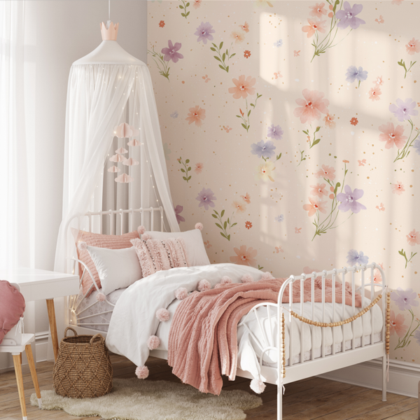 Fotobehang Pastel bloementuin
