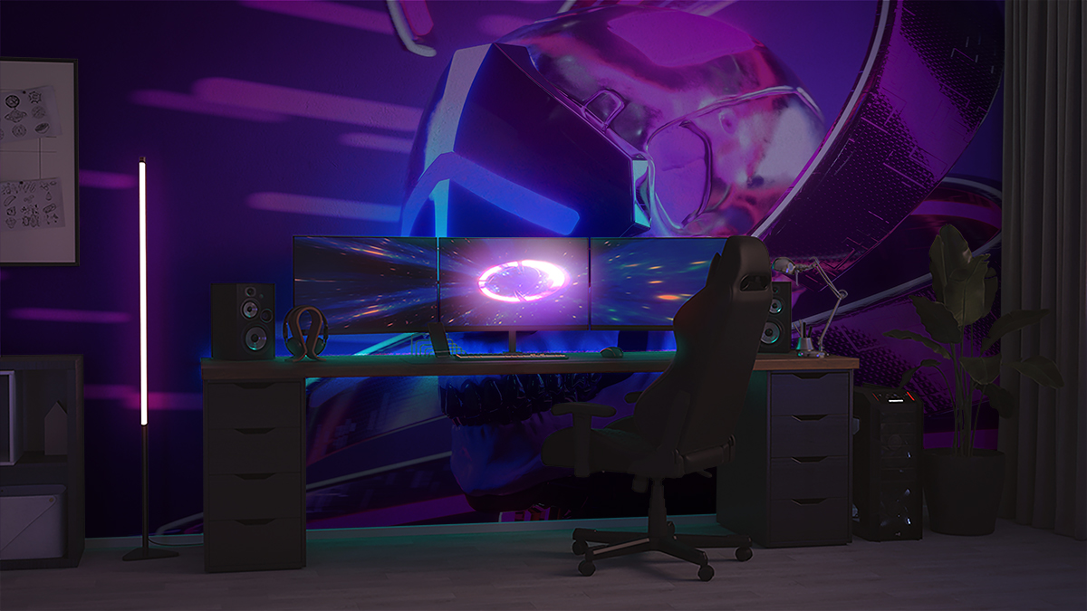 Fotobehang Neon Cyberpunk schedel