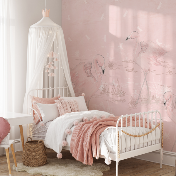 Fotobehang Roze Flamingo Dans
